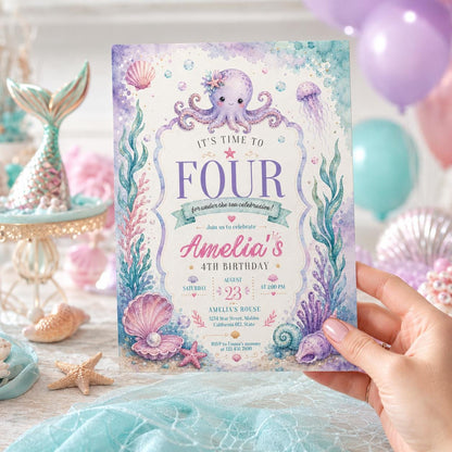 Editable Coastal Birthday Invitation Canva Template, Blue White Teens Adult Cute Fun DIY Chic Kids Party Invite, Printable Digital Download.
