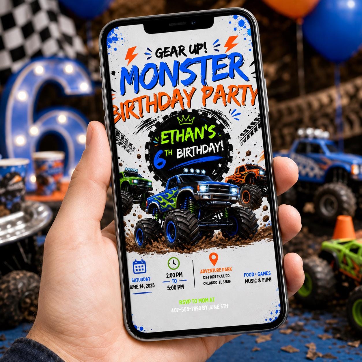 Editable Monster Birthday Invitation Canva Template, Boys Kids Cute Modern Fun DIY Sweet Chic Teen Party Invite, Printable Digital Download.
