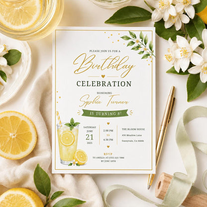 Editable Brunch Birthday Invitation Canva Template, Girls Adult Brunch Cute Fun DIY Chic Kids Teen Party Invite, Printable Digital Download.