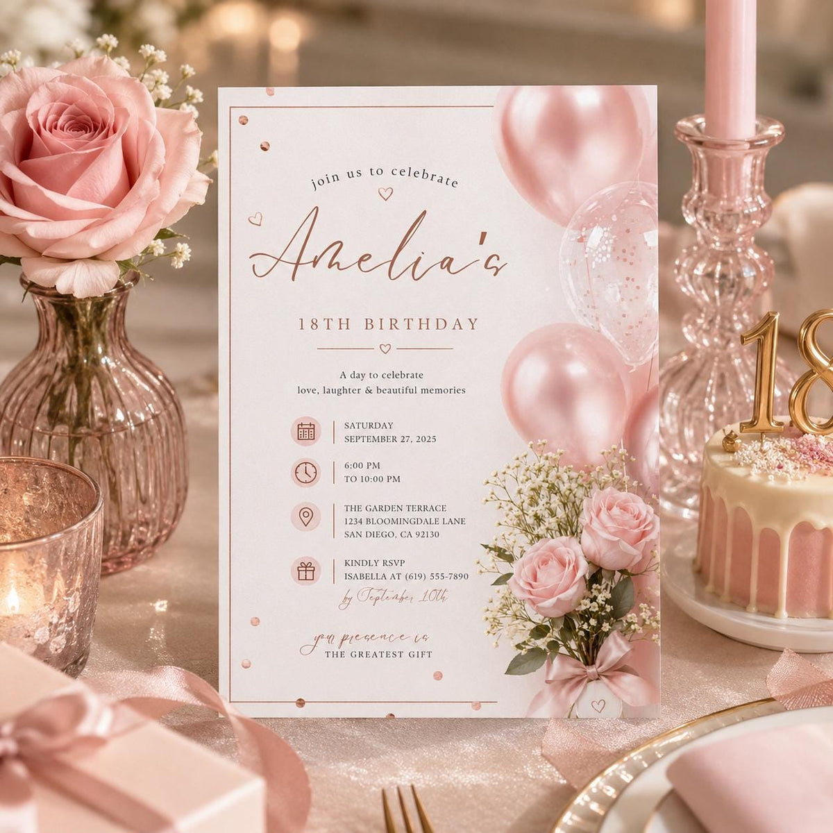 Editable Pink Bow Baby Shower Sign Canva Template, Luxury Floral Girls Kids Bow Cute Modern Fun DIY Chic Teen Printable Digital Party Decor.