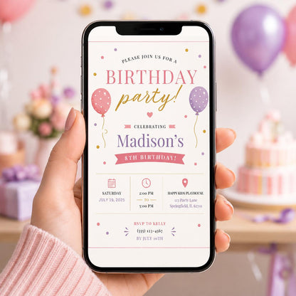 Editable Preppy Birthday Invitation Canva Template, Girls Preppy Cute Fun DIY Sweet Chic Kids Teen Party Invite, Printable Digital Download.