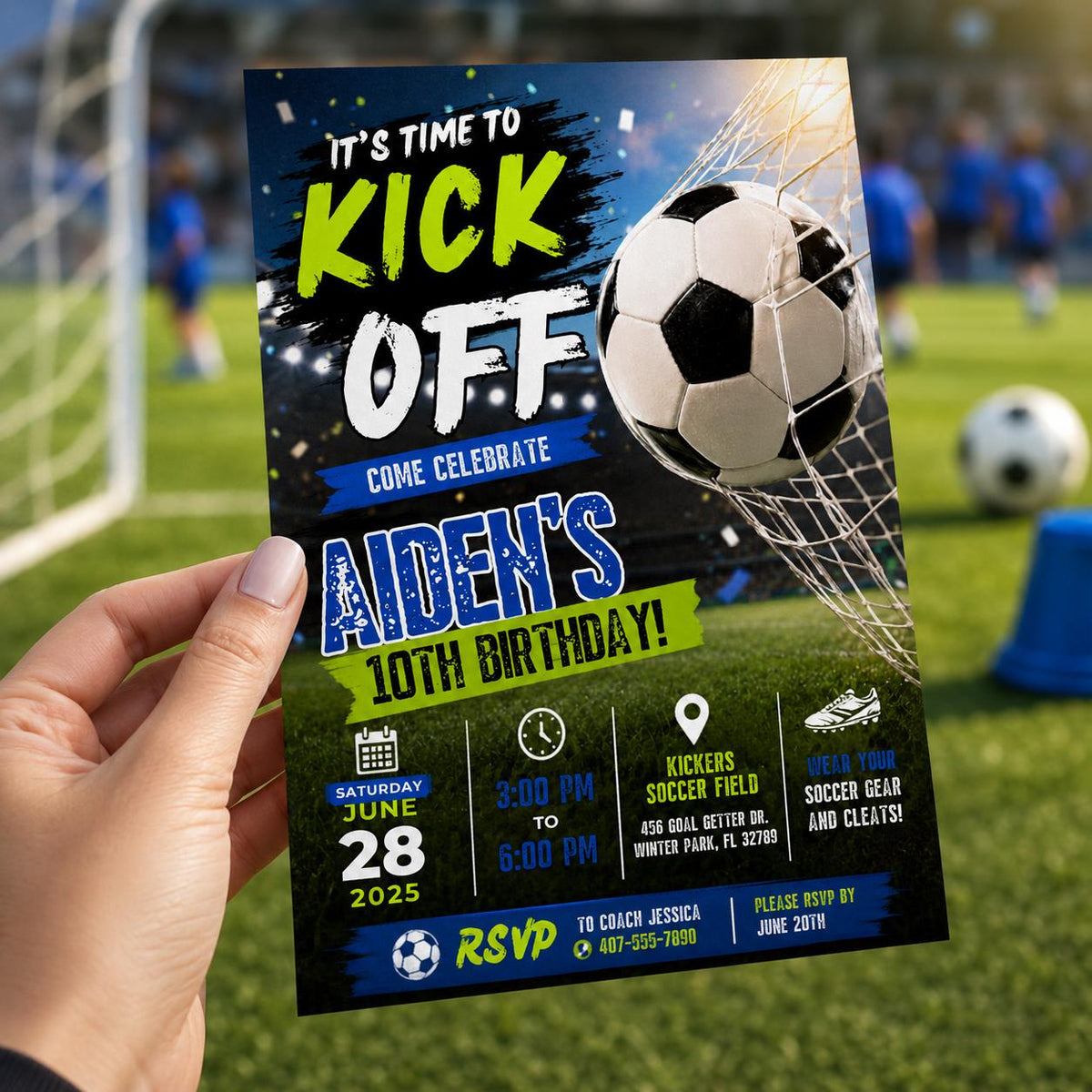 Editable Football Birthday Invitation Canva Template, Boys Kids Cute Fun DIY Sweet Chic Teen Tween Party Invite, Printable Digital Download.