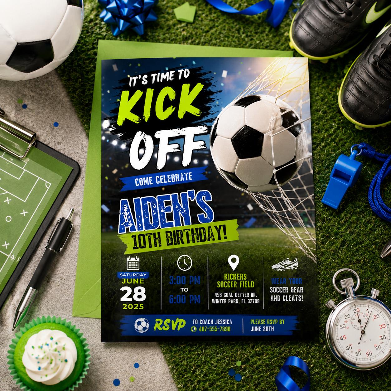 Editable Football Birthday Invitation Canva Template, Boys Kids Cute Fun DIY Sweet Chic Teen Tween Party Invite, Printable Digital Download.
