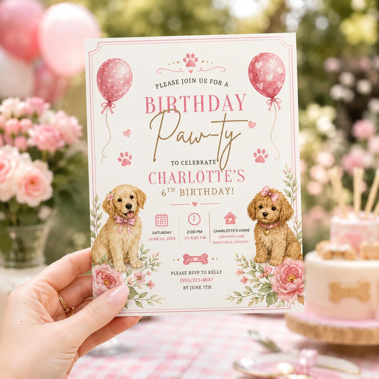 Editable Preppy Birthday Invitation Canva Template, Pink Girls Preppy Cute Fun DIY Sweet Chic Kids Party Invite, Printable Digital Download.