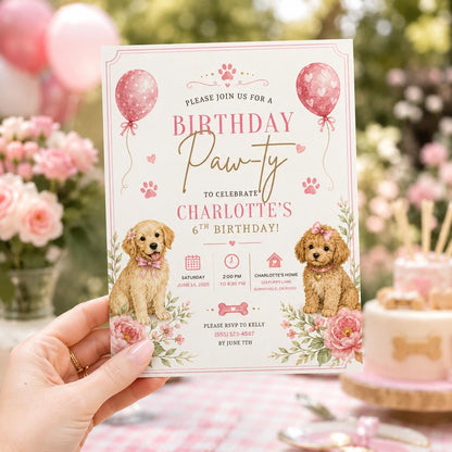 Editable Preppy Birthday Invitation Canva Template, Pink Girls Preppy Cute Fun DIY Sweet Chic Kids Party Invite, Printable Digital Download.