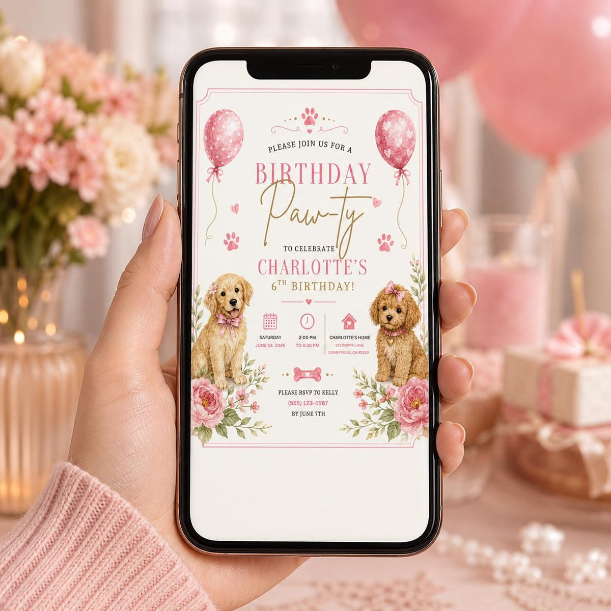 Editable Preppy Birthday Invitation Canva Template, Pink Girls Preppy Cute Fun DIY Sweet Chic Kids Party Invite, Printable Digital Download.
