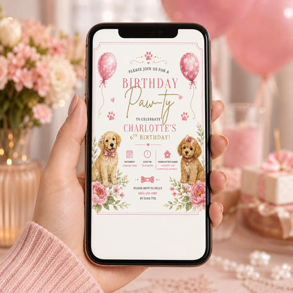 Editable Preppy Birthday Invitation Canva Template, Pink Girls Preppy Cute Fun DIY Sweet Chic Kids Party Invite, Printable Digital Download.