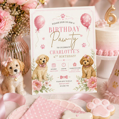 Editable Preppy Birthday Invitation Canva Template, Pink Girls Preppy Cute Fun DIY Sweet Chic Kids Party Invite, Printable Digital Download.
