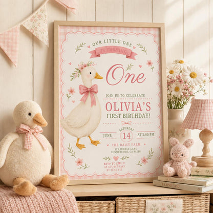 Editable Preppy Birthday Invitation Canva Template, Pink Cute Girls Kids Preppy Fun DIY Sweet Chic Party Invite, Printable Digital Download.