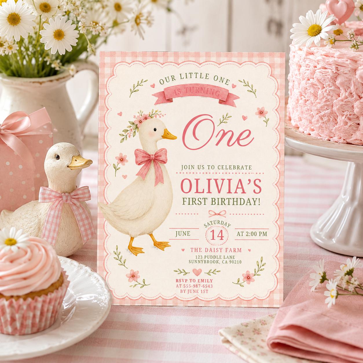 Editable Preppy Birthday Invitation Canva Template, Pink Cute Girls Kids Preppy Fun DIY Sweet Chic Party Invite, Printable Digital Download.