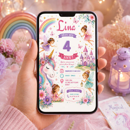 Editable Neon Glow Birthday Invitation Canva Template, Pastel Rainbow Girls Neon Cute Fun DIY Chic Party Invite, Printable Digital Download.