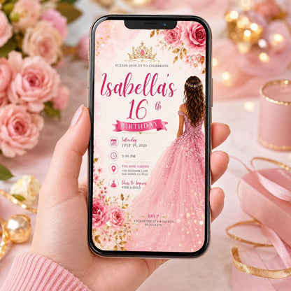 Editable Sweet Treats Birthday Invitation Canva Template, Pink Gold Luxury Sweet Cute Fun DIY Chic Party Invite, Printable Digital Download.