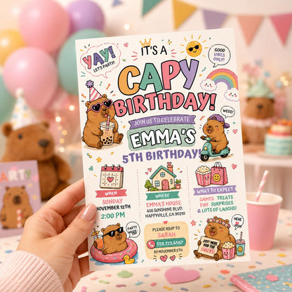 Editable Animal Birthday Invitation Canva Template, Pastel Cute Kids Fun DIY Sweet Chic Teen Tween Party Invite, Printable Digital Download.