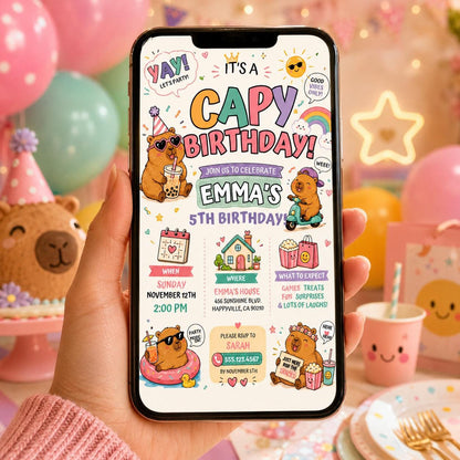 Editable Animal Birthday Invitation Canva Template, Pastel Cute Kids Fun DIY Sweet Chic Teen Tween Party Invite, Printable Digital Download.