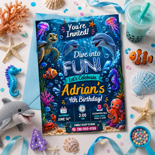 Editable Pool Birthday Invitation Canva Template, Summer Cute Modern Fun Themed DIY Chic Kids Teen Party Invite, Printable Digital Download.