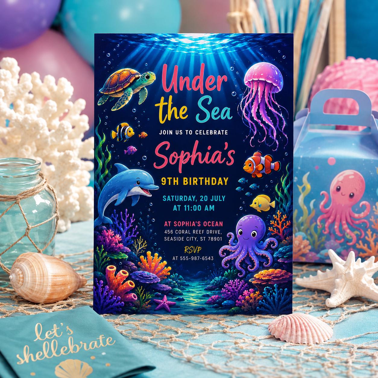 Editable Neon Glow Birthday Invitation Canva Template, Boys Neon Cute Fun DIY Sweet Chic Kids Teen Party Invite, Printable Digital Download.