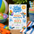 Editable Pool Birthday Invitation Canva Template, Boys Summer Cute Modern Fun Themed DIY Chic Kids Party Invite, Printable Digital Download.