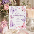 Editable Butterfly Birthday Invitation Canva Template, Pink Purple Pastel Floral Kids Cute Fun DIY Party Invite, Printable Digital Download.