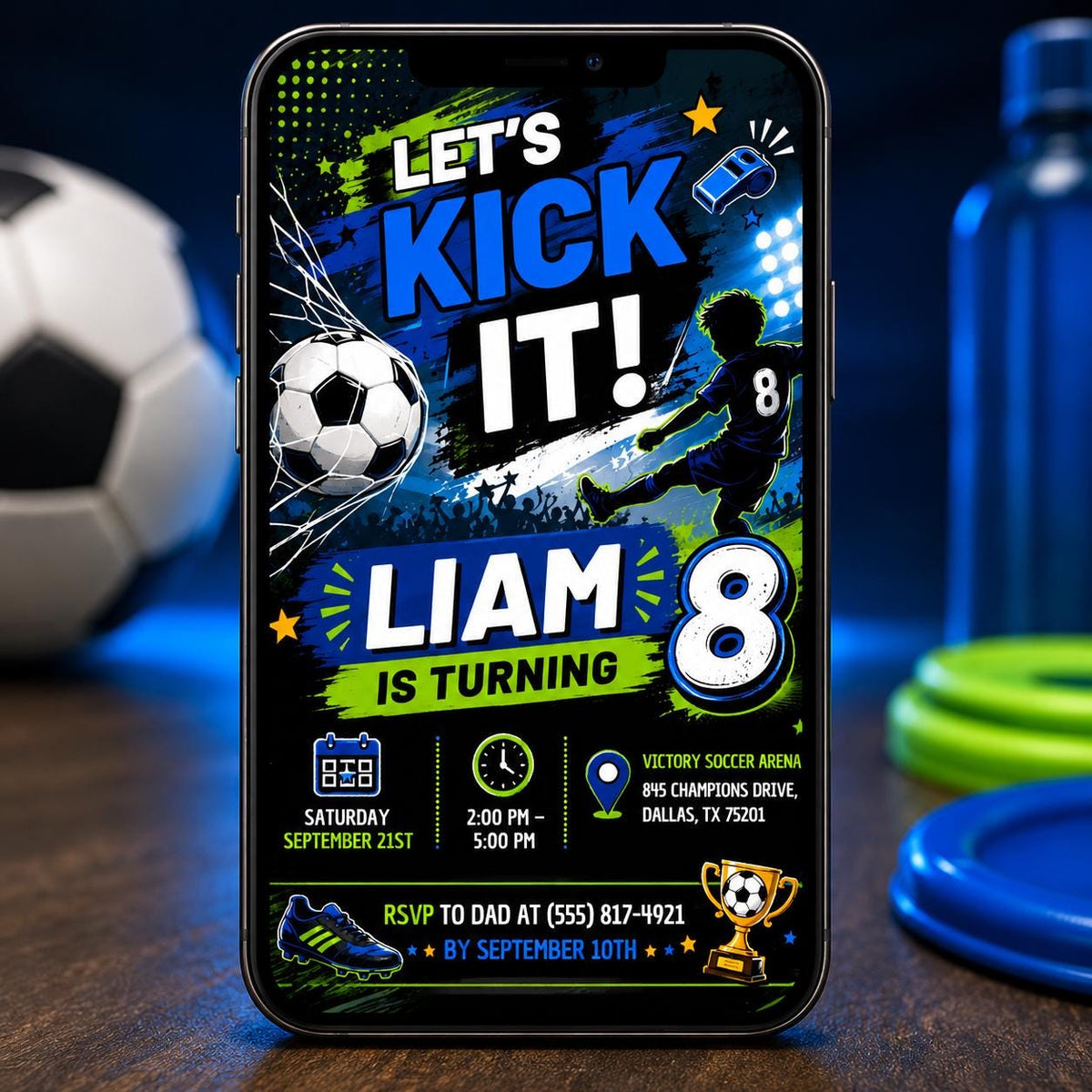 Editable Football Birthday Invitation Canva Template, Boys Kids Sport Cute Fun DIY Sweet Chic Teen Party Invite, Printable Digital Download.
