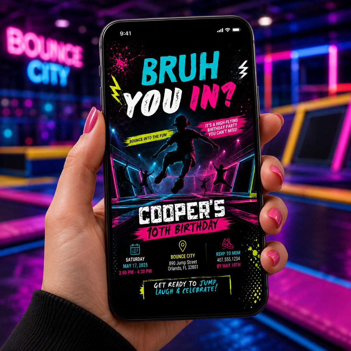 Editable Bruh You in Birthday Invitation Canva Template, Boys Kids Teens Cute Modern Fun DIY Sweet Party Invite, Printable Digital Download.