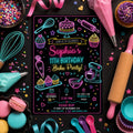 Editable Baking Birthday Invitation Canva Template, Kids Cute Modern Fun DIY Sweet Chic Teen Tween Party Invite, Printable Digital Download.