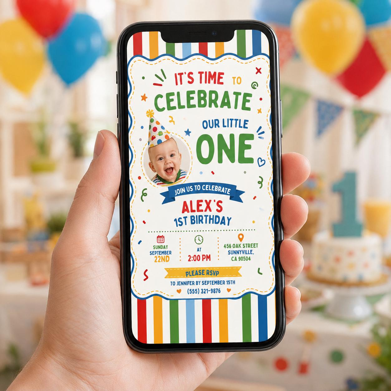 Editable Fun to Be One Birthday Invitation Canva Template, Boys Kids Cute Modern Fun DIY Chic Teen Party Invite, Printable Digital Download.