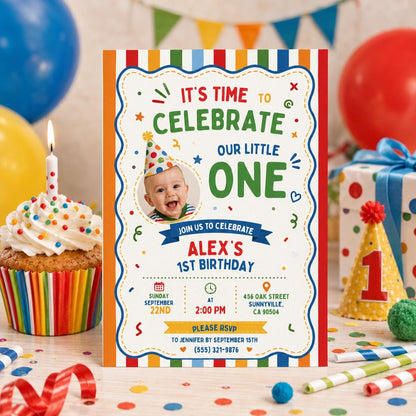 Editable Fun to Be One Birthday Invitation Canva Template, Boys Kids Cute Modern Fun DIY Chic Teen Party Invite, Printable Digital Download.
