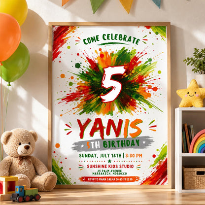 Editable Pool Birthday Invitation Canva Template, Boys Kids Cute Modern Fun Themed Custom DIY Chic Party Invite, Printable Digital Download.