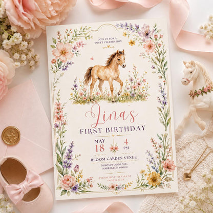 Editable Cowgirl Birthday Invitation Canva Template, Girls Kids Cute Fun DIY Sweet Chic Teen Tween Party Invite, Printable Digital Download.