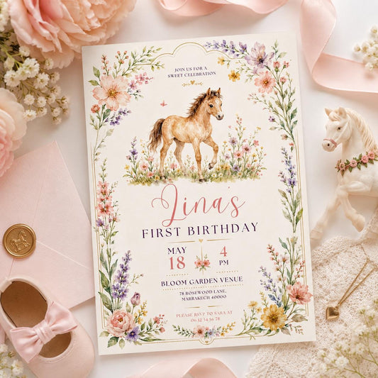Editable Cowgirl Birthday Invitation Canva Template, Girls Kids Cute Fun DIY Sweet Chic Teen Tween Party Invite, Printable Digital Download.