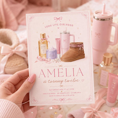 Editable Long Live Girlhood Birthday Invitation Canva Template, Pink Girls Teens Cute Fun DIY Chic Party Invite, Printable Digital Download.