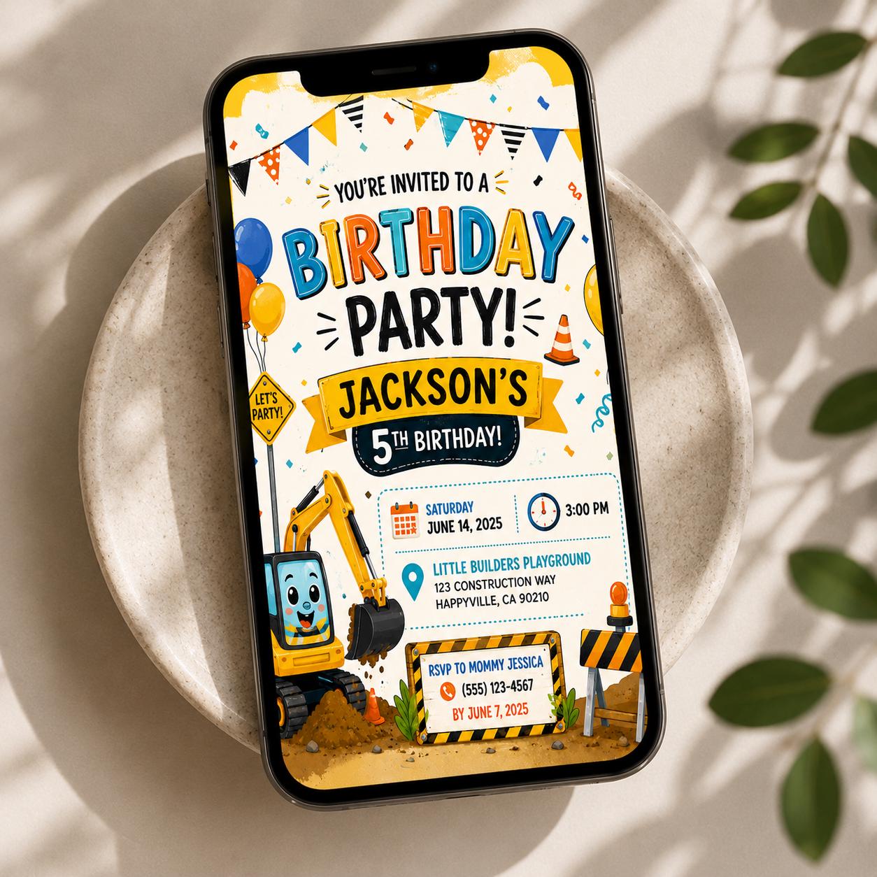 Editable Let Birthday Invitation Canva Template, Pastel Rainbow Boys Kids Cute Modern Fun DIY Chic Party Invite, Printable Digital Download.