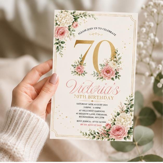 Editable Floral Birthday Invitation Canva Template, Kids Adult Floral Cute Fun DIY Sweet Chic Teen Party Invite, Printable Digital Download.