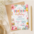 Editable Floral Birthday Invitation Canva Template, Gold Cream Pastel Adult Cute Fun DIY Chic Kids Party Invite, Printable Digital Download.