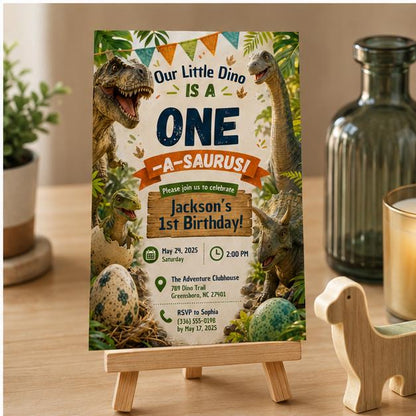 Editable Dinosaur Birthday Invitation Canva Template, Cute Boys Kids Dino Modern Fun DIY Chic Teen Party Invite, Printable Digital Download.