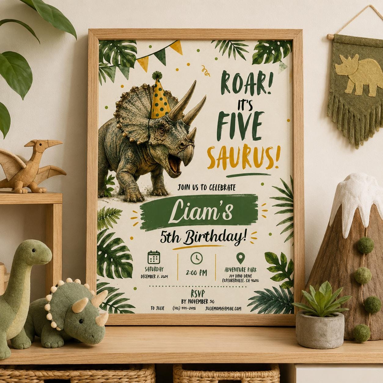Editable Dinosaur Birthday Invitation Canva Template, Boho Boys Kids Dino Cute Modern Fun DIY Chic Party Invite, Printable Digital Download.