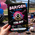 Editable Baseball Drip Birthday Invitation Canva Template, Cream Boys Kids Cute Fun DIY Sweet Chic Party Invite, Printable Digital Download.