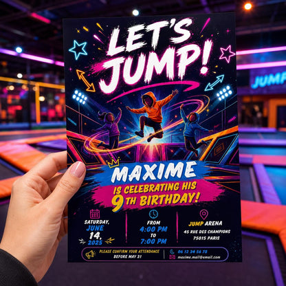 Editable Monster Birthday Invitation Canva Template, Neon Boys Kids Cute Modern Fun DIY Sweet Chic Party Invite, Printable Digital Download.