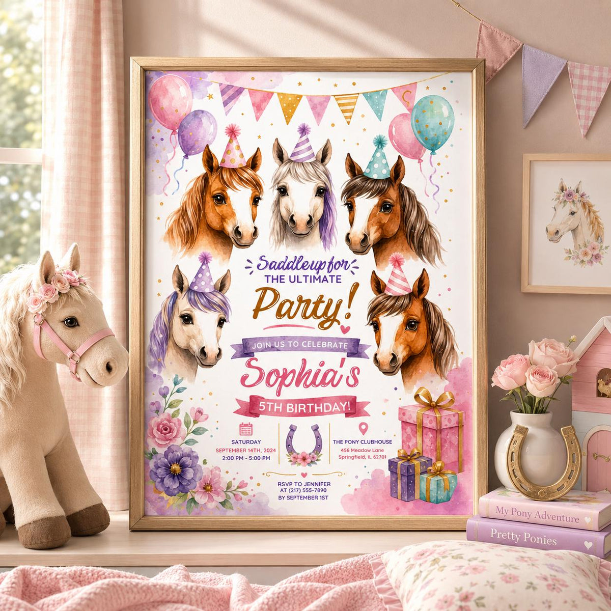 Editable Cowgirl Birthday Invitation Canva Template, Girls Kids Cute Fun DIY Sweet Chic Teen Tween Party Invite, Printable Digital Download.