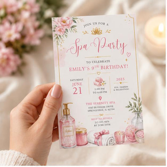 Editable Pink Bow Birthday Invitation Canva Template, Girls Bow Cute Modern Fun DIY Chic Kids Teen Party Invite, Printable Digital Download.
