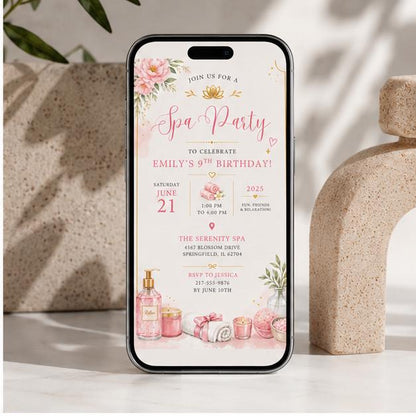 Editable Pink Bow Birthday Invitation Canva Template, Girls Bow Cute Modern Fun DIY Chic Kids Teen Party Invite, Printable Digital Download.