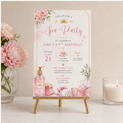Editable Pink Bow Birthday Invitation Canva Template, Girls Bow Cute Modern Fun DIY Chic Kids Teen Party Invite, Printable Digital Download.