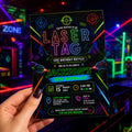Editable Neon Glow Birthday Invitation Canva Template, Kids Teens Neon Cute Modern Fun Instant DIY Party Invite, Printable Digital Download.
