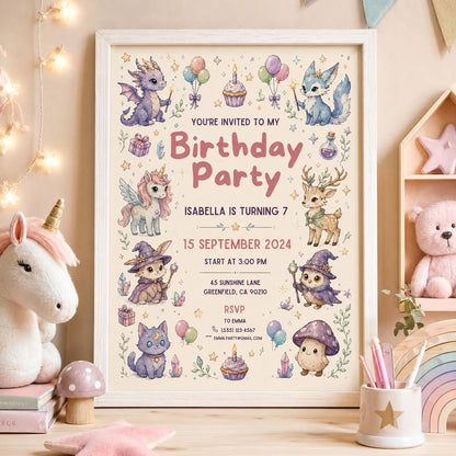 Editable Monster Birthday Invitation Canva Template, Kids Cute Fun DIY Sweet Chic Teen Tween Adult Party Invite, Printable Digital Download.