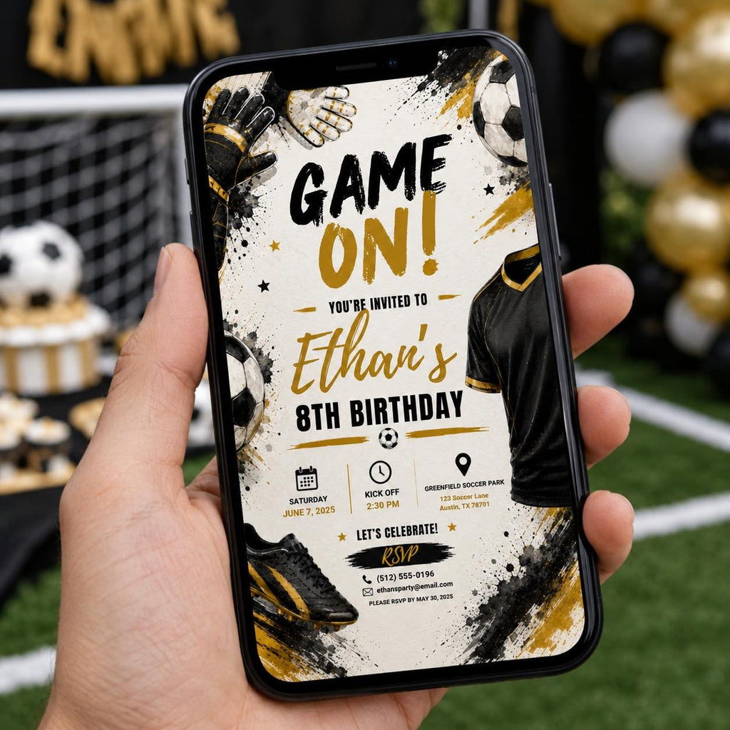 Editable Football Birthday Invitation Canva Template, Boys Kids Sport Cute Fun DIY Sweet Chic Teen Party Invite, Printable Digital Download.