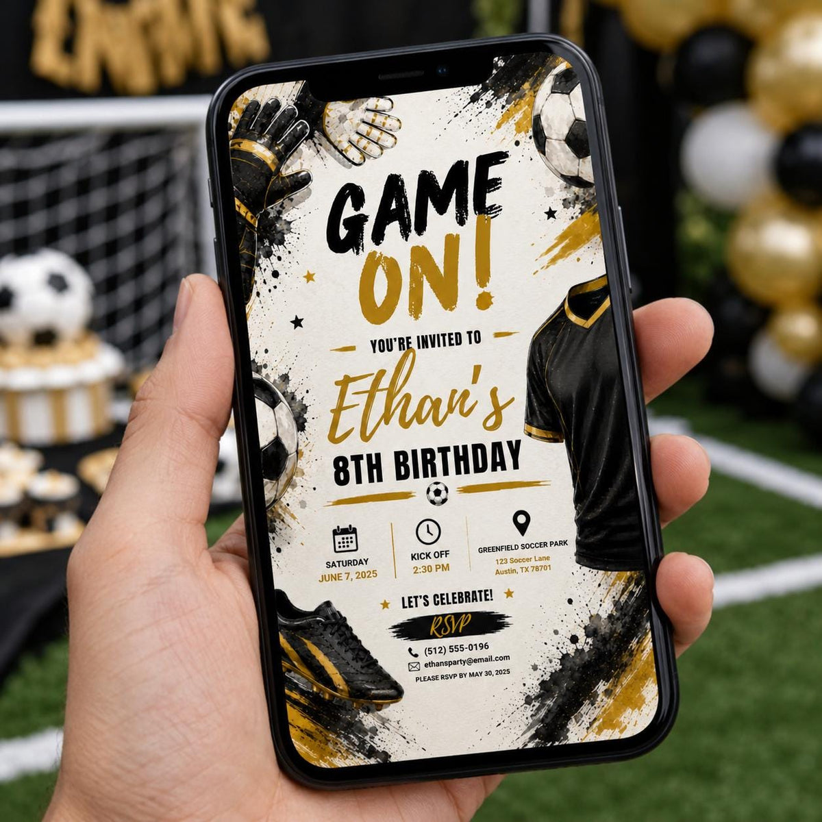 Editable Football Birthday Invitation Canva Template, Boys Kids Sport Cute Fun DIY Sweet Chic Teen Party Invite, Printable Digital Download.