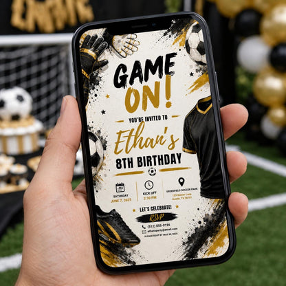 Editable Football Birthday Invitation Canva Template, Boys Kids Sport Cute Fun DIY Sweet Chic Teen Party Invite, Printable Digital Download.