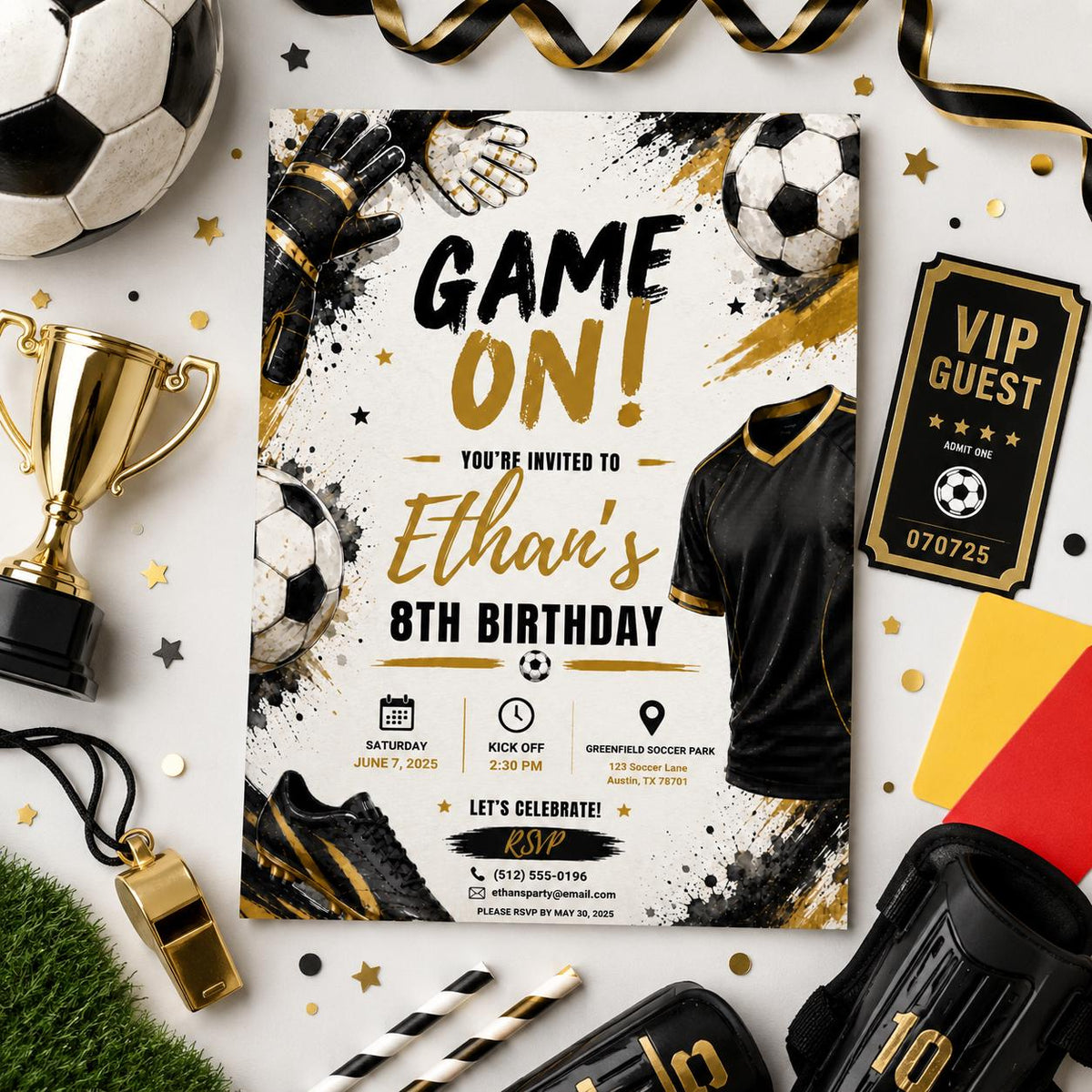 Editable Football Birthday Invitation Canva Template, Boys Kids Sport Cute Fun DIY Sweet Chic Teen Party Invite, Printable Digital Download.