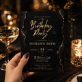 Editable Black Gold Birthday Invitation Canva Template, Modern Luxury Boys Adult Cute Fun DIY Chic Party Invite, Printable Digital Download.