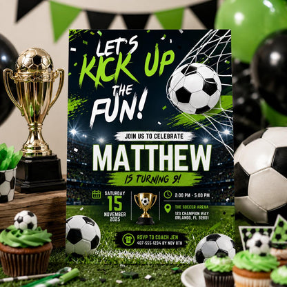 Editable Football Birthday Invitation Canva Template, Boys Kids Cute Fun DIY Sweet Chic Teen Tween Party Invite, Printable Digital Download.